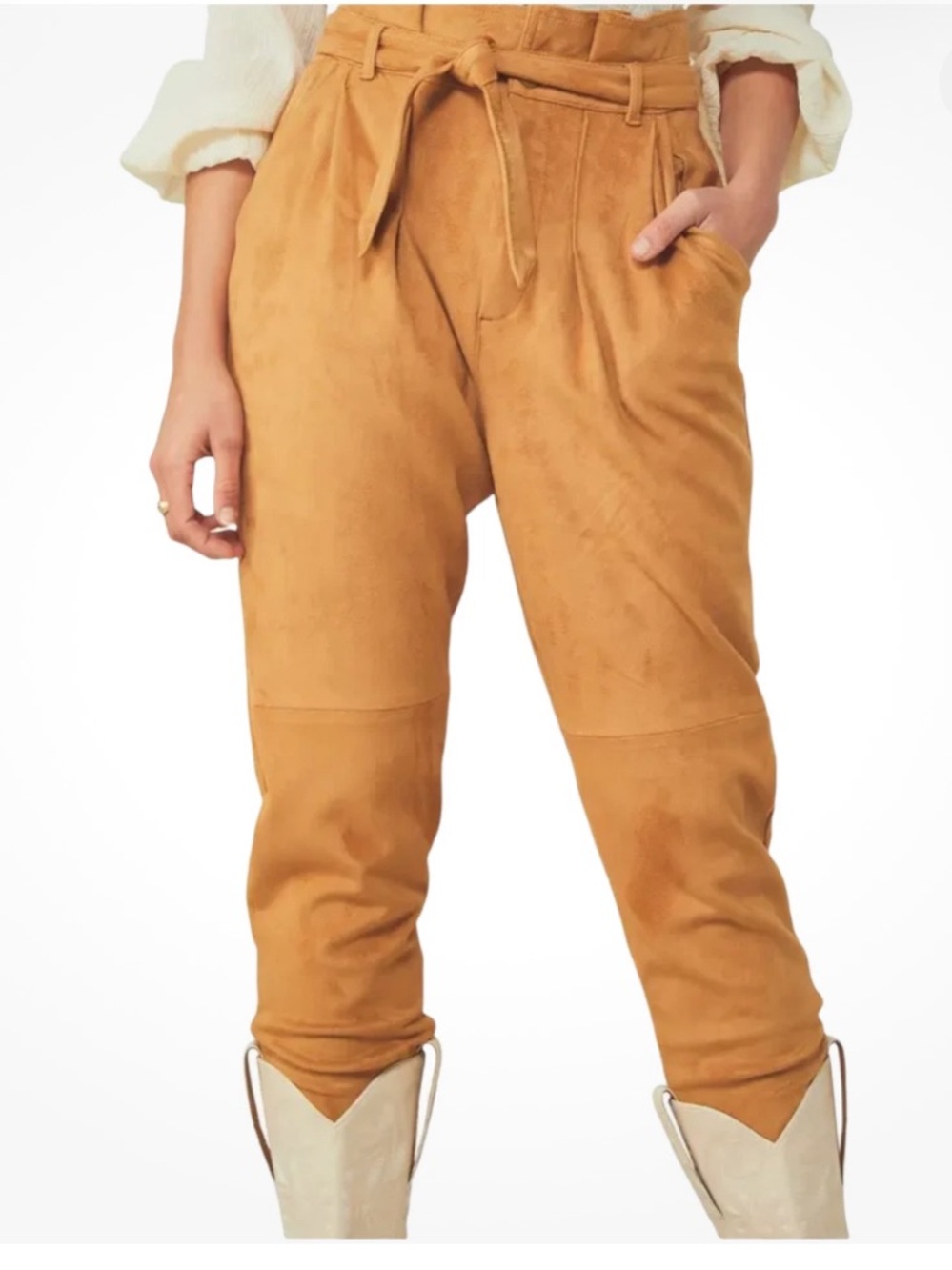 Free People Camel Vegan-Suede  Pants